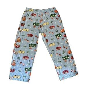 Secret Treasures Blue Holiday Print Soft Pajama Bottoms Capri Pants SZ L